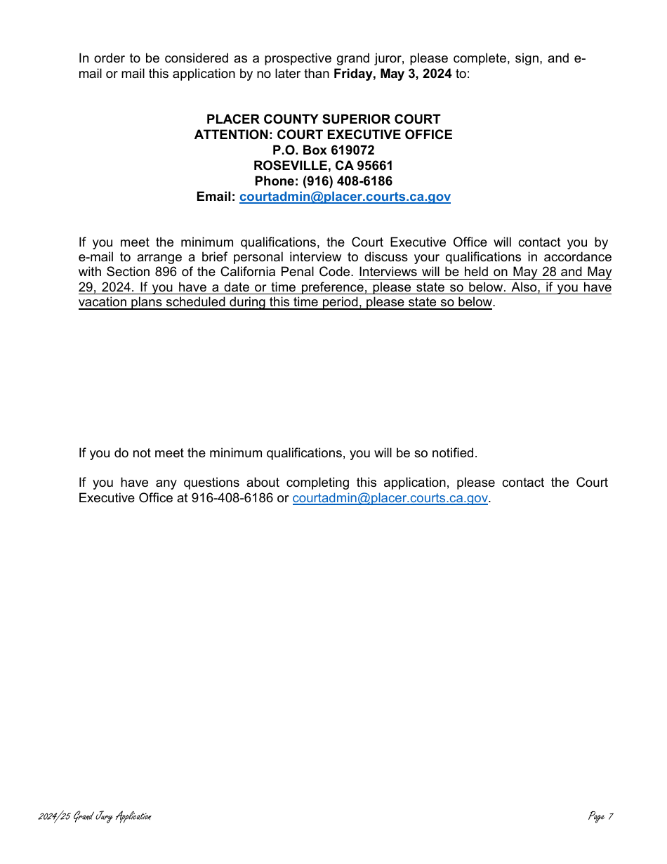Prospective County Grand Jury Nominee Application - County of Placer, California, Page 7