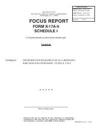 SEC Form 1675 (X-17A-5) Schedule I Focus Report - Information Required of All Brokers and Dealers Purusant to Rule 17a-5