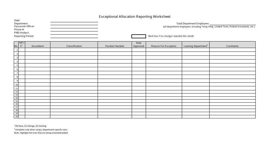 California Exceptional Allocation Reporting Worksheet - Fill Out, Sign ...