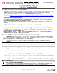Form IMM5771 Document Checklist for Parents and Grandparents - Canada