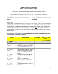 Public Adjuster Contract Checklist - Indiana, Page 3