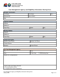 Case Management Agency and Eligibility Information Sharing Form - Colorado