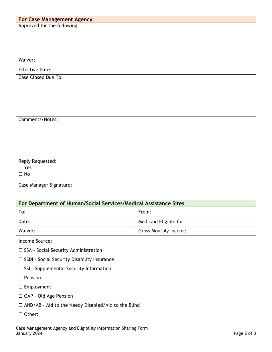 Case Management Agency and Eligibility Information Sharing Form - Colorado, Page 2