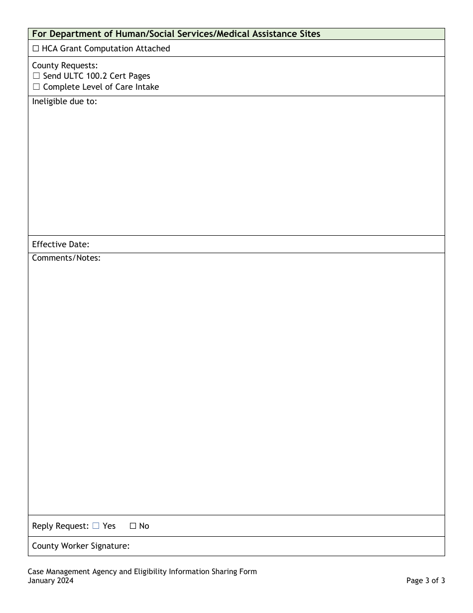 Case Management Agency and Eligibility Information Sharing Form - Colorado, Page 3