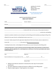 Document preview: Sanitation Department Affidavit - Single Unit Property - Canton City, Ohio