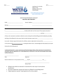 Document preview: Sanitation Department Affidavit - Multiple Unit Property - Canton City, Ohio