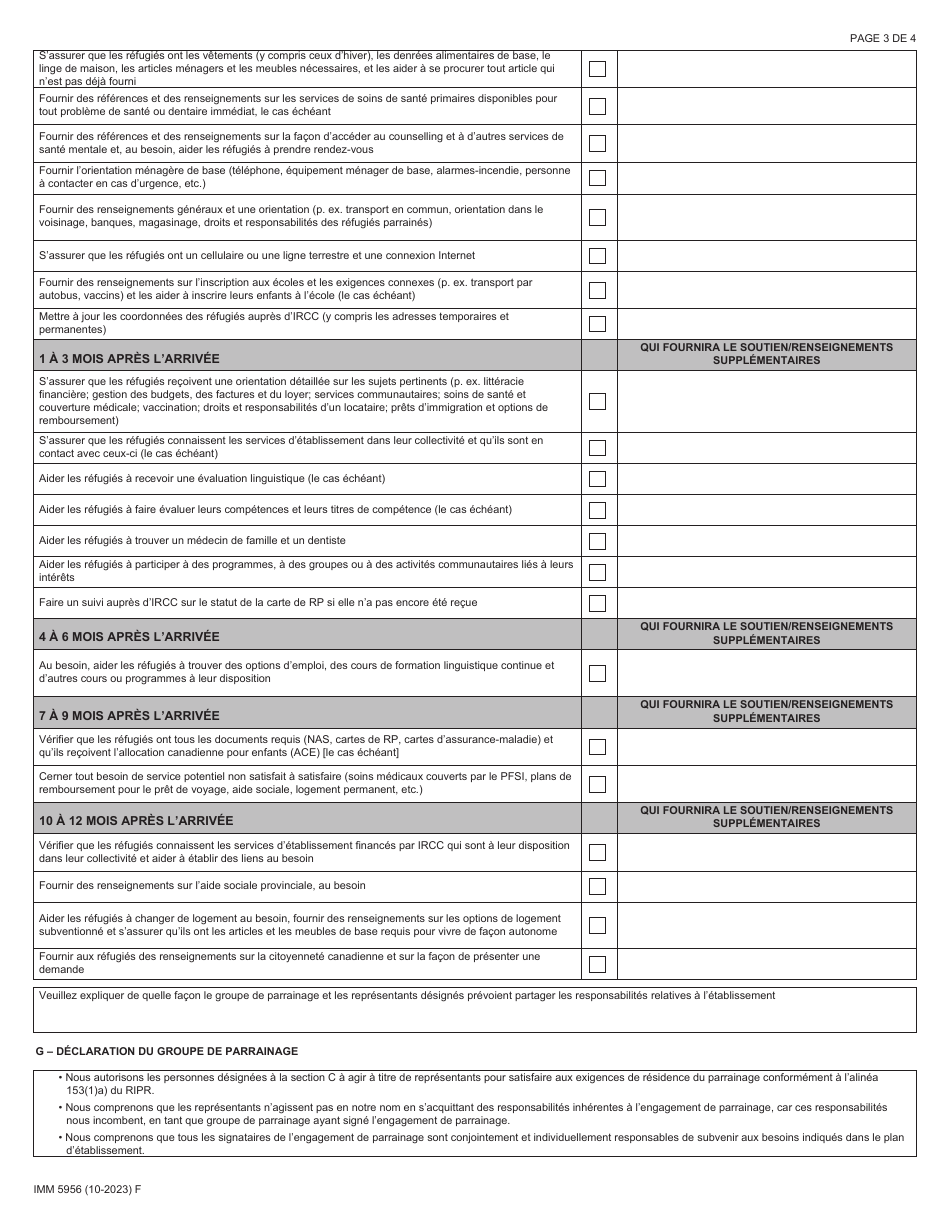 Forme IMM5956 Designation De Representants Dans La Collectivite Detablissement Prevue - Canada (French), Page 3