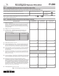 Form IT-280 Nonobligated Spouse Allocation - New York