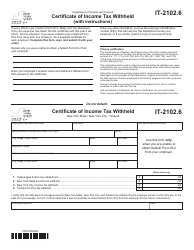 Document preview: Form IT-2102.6 Certificate of Income Tax Withheld - New York, 2023