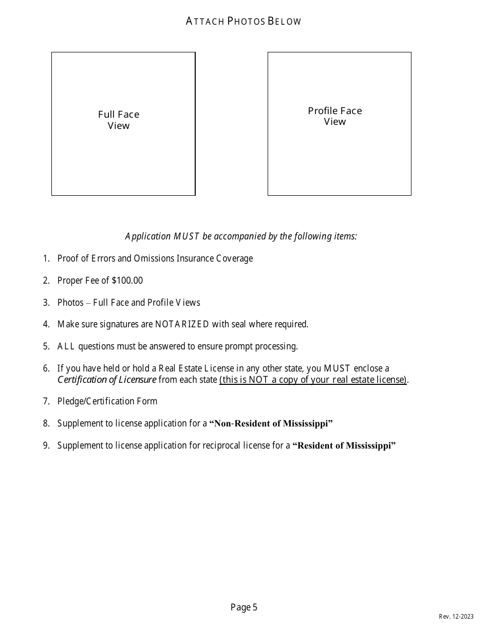 Application for a Non-resident or Reciprocal Salespersons License - Mississippi, Page 7