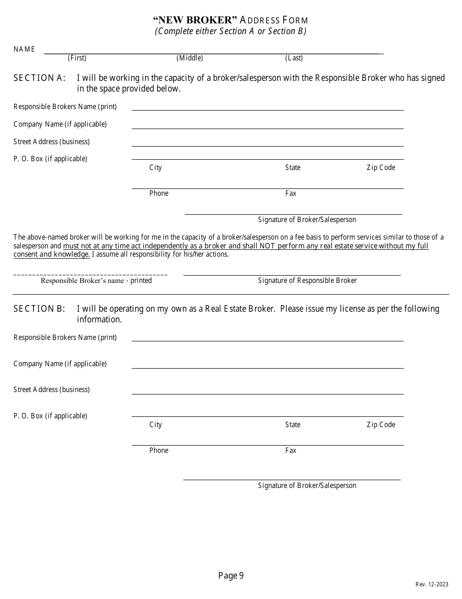 Application for a Non-resident or Reciprocal Brokers License - Mississippi, Page 11