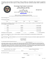 Application for a Non-resident or Reciprocal Broker&#039;s License - Mississippi, Page 15