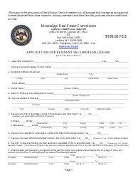 Application for Resident Salesperson License - Mississippi, Page 3