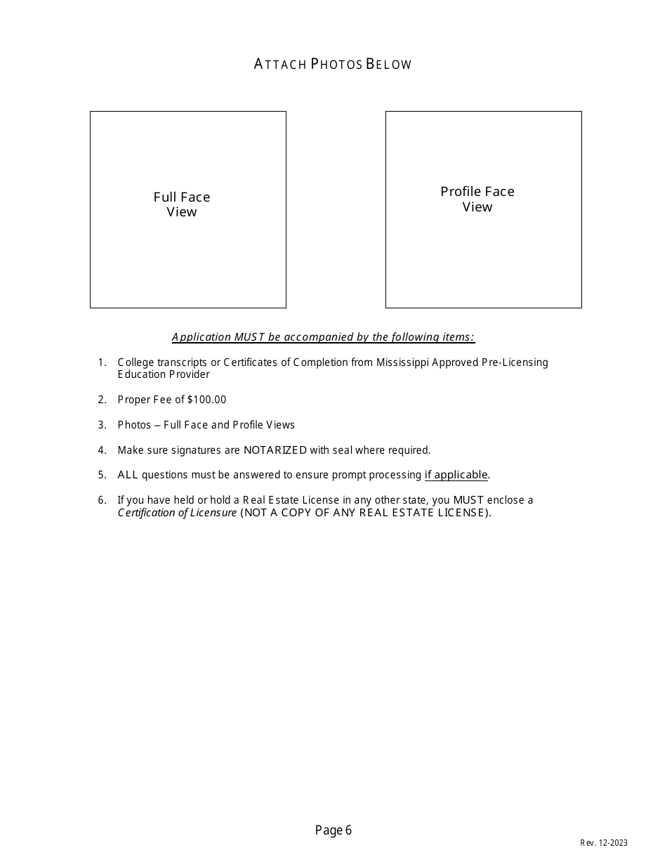 Application for Resident Salesperson License - Mississippi, Page 8