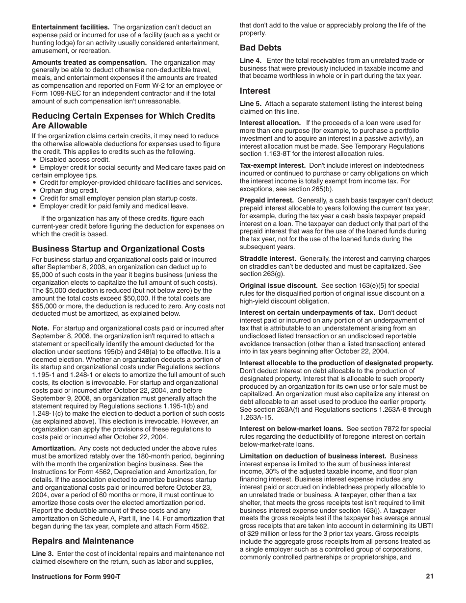 Instructions for IRS Form 990-T Exempt Organization Business Income Tax Return (And Proxy Tax Under Section 6033(E)), Page 21