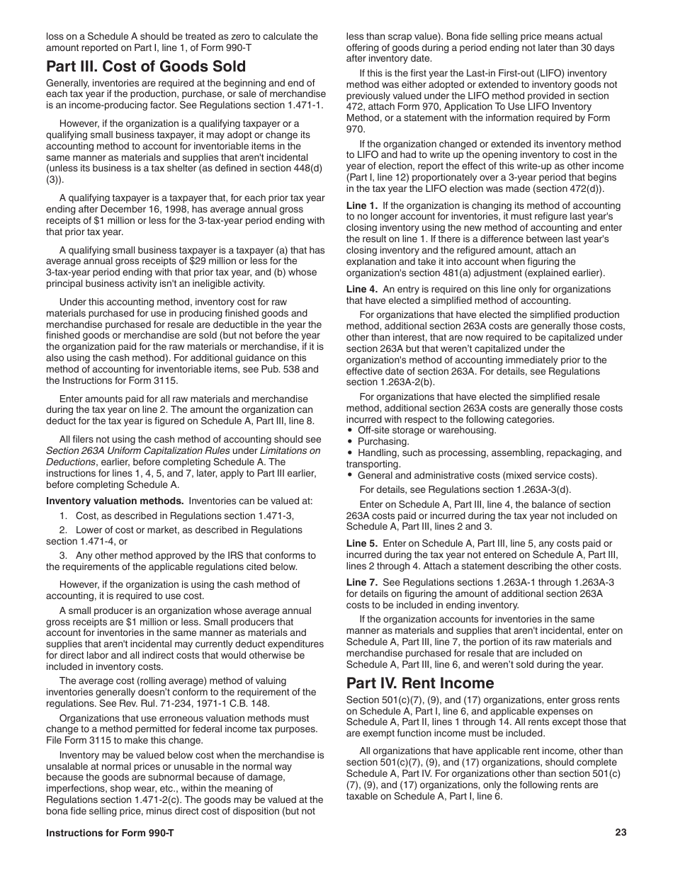 Instructions for IRS Form 990-T Exempt Organization Business Income Tax Return (And Proxy Tax Under Section 6033(E)), Page 23