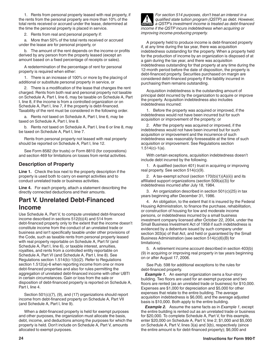 Instructions for IRS Form 990-T Exempt Organization Business Income Tax Return (And Proxy Tax Under Section 6033(E)), Page 24