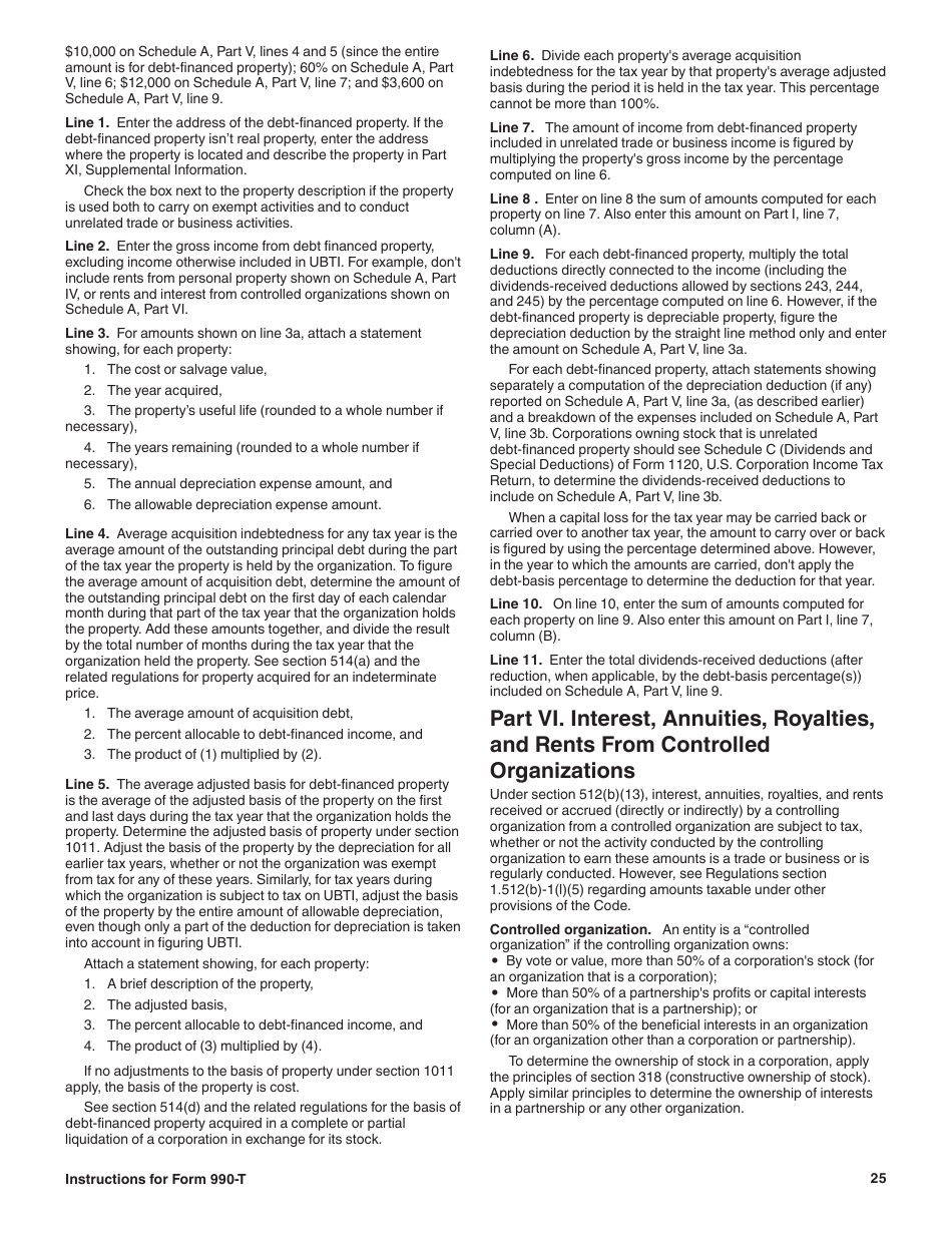 Instructions for IRS Form 990-T Exempt Organization Business Income Tax Return (And Proxy Tax Under Section 6033(E)), Page 25