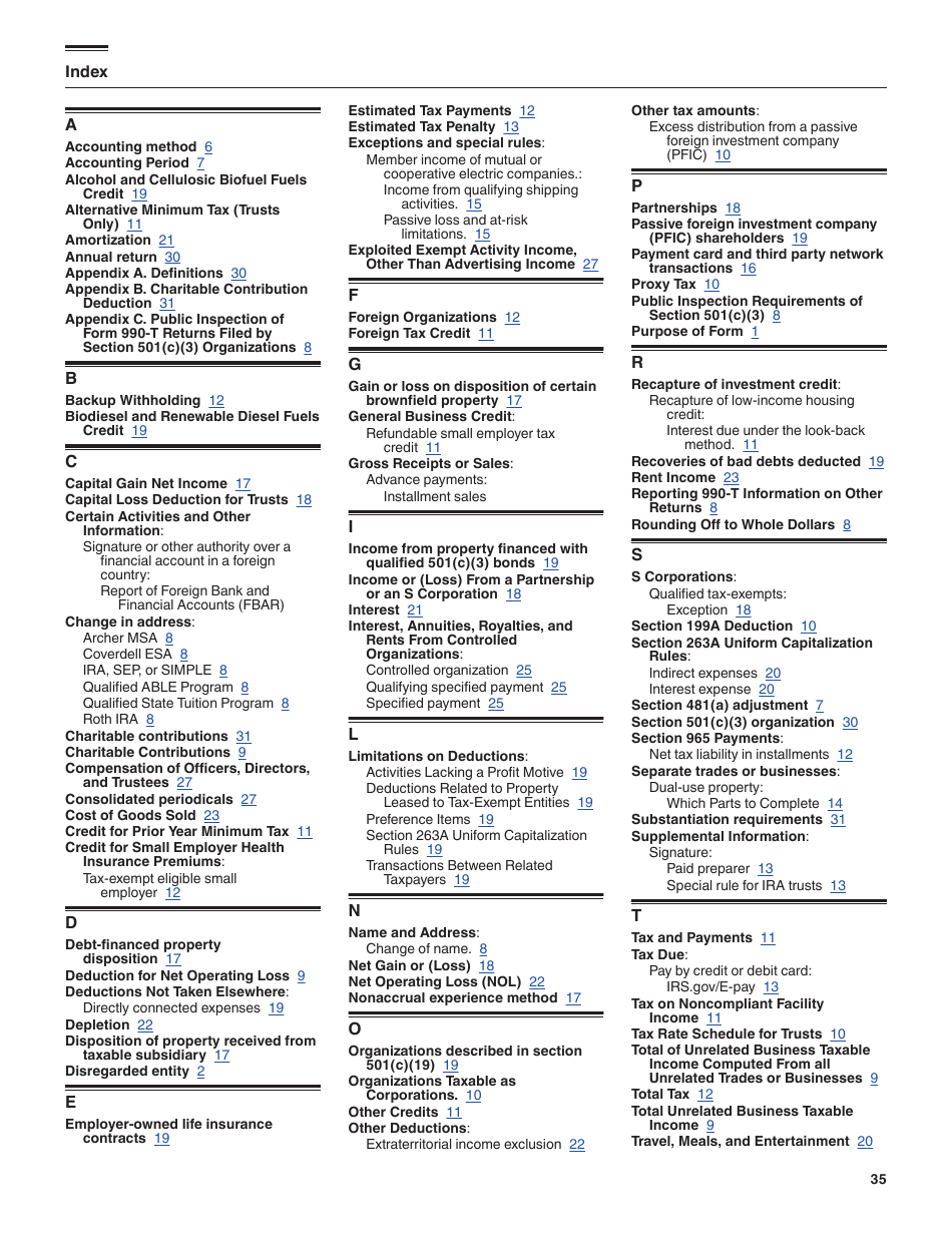 Instructions for IRS Form 990-T Exempt Organization Business Income Tax Return (And Proxy Tax Under Section 6033(E)), Page 35