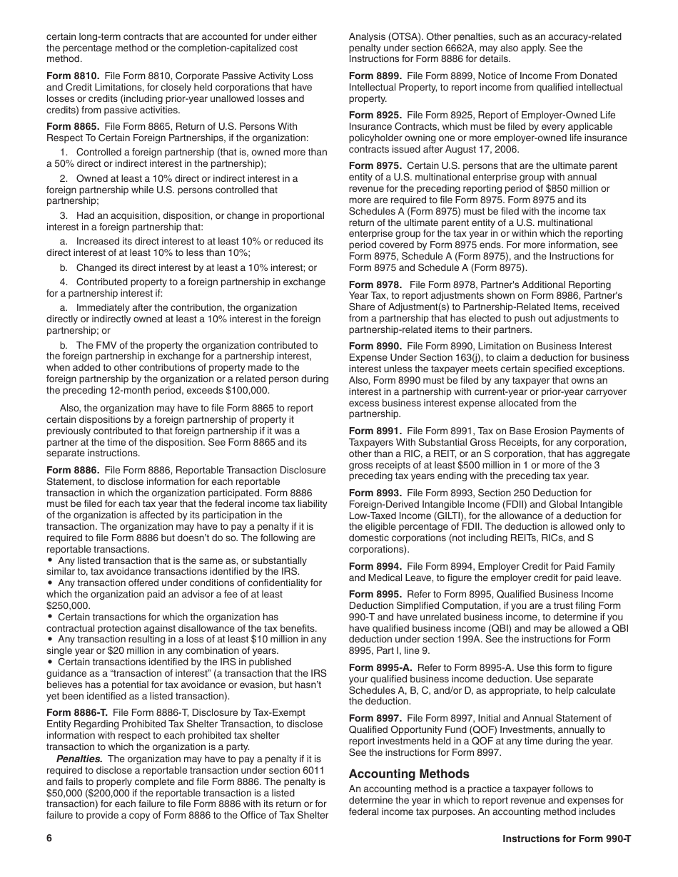 Instructions for IRS Form 990-T Exempt Organization Business Income Tax Return (And Proxy Tax Under Section 6033(E)), Page 6