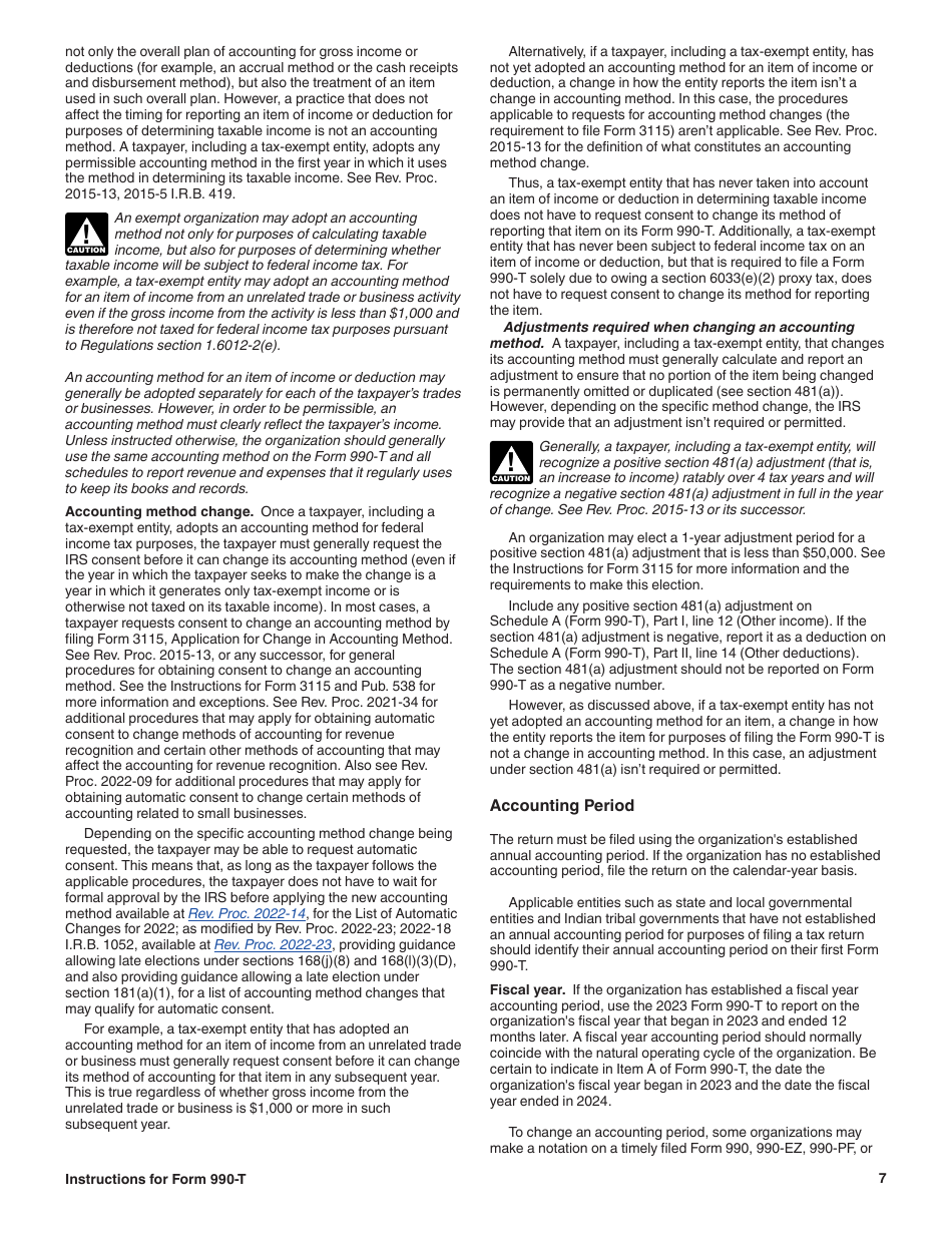 Instructions for IRS Form 990-T Exempt Organization Business Income Tax Return (And Proxy Tax Under Section 6033(E)), Page 7