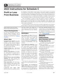 Document preview: Instructions for IRS Form 1040 Schedule C Profit or Loss From Business, 2023