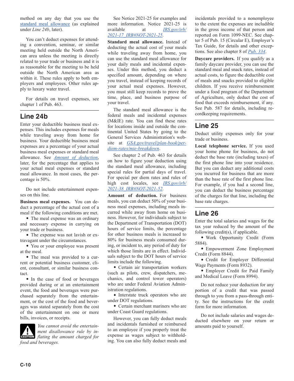 Instructions for IRS Form 1040 Schedule C Profit or Loss From Business, Page 10