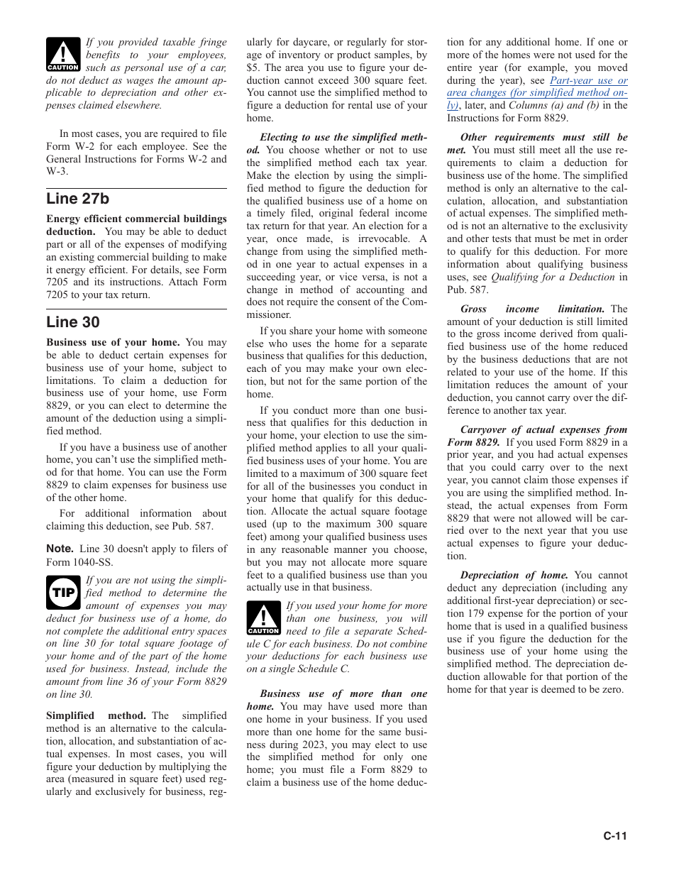 Instructions for IRS Form 1040 Schedule C Profit or Loss From Business, Page 11