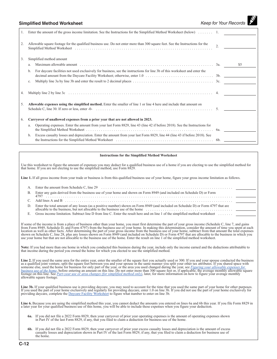 Instructions for IRS Form 1040 Schedule C Profit or Loss From Business, Page 12