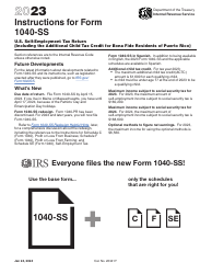 Document preview: Instructions for IRS Form 1040-SS U.S. Self-employment Tax Return (Including the Additional Child Tax Credit for Bona Fide Residents of Puerto Rico)