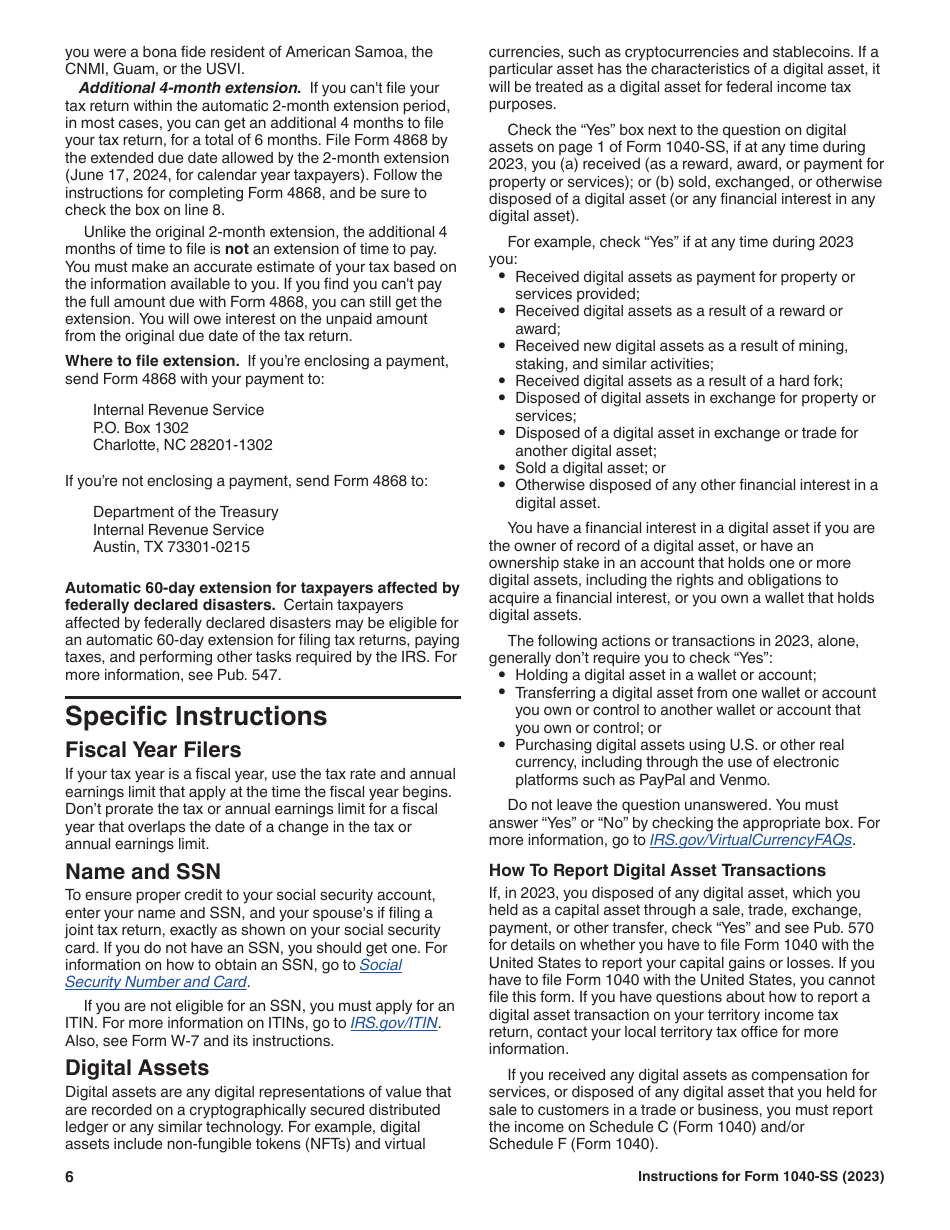 Instructions for IRS Form 1040-SS U.S. Self-employment Tax Return (Including the Additional Child Tax Credit for Bona Fide Residents of Puerto Rico), Page 6