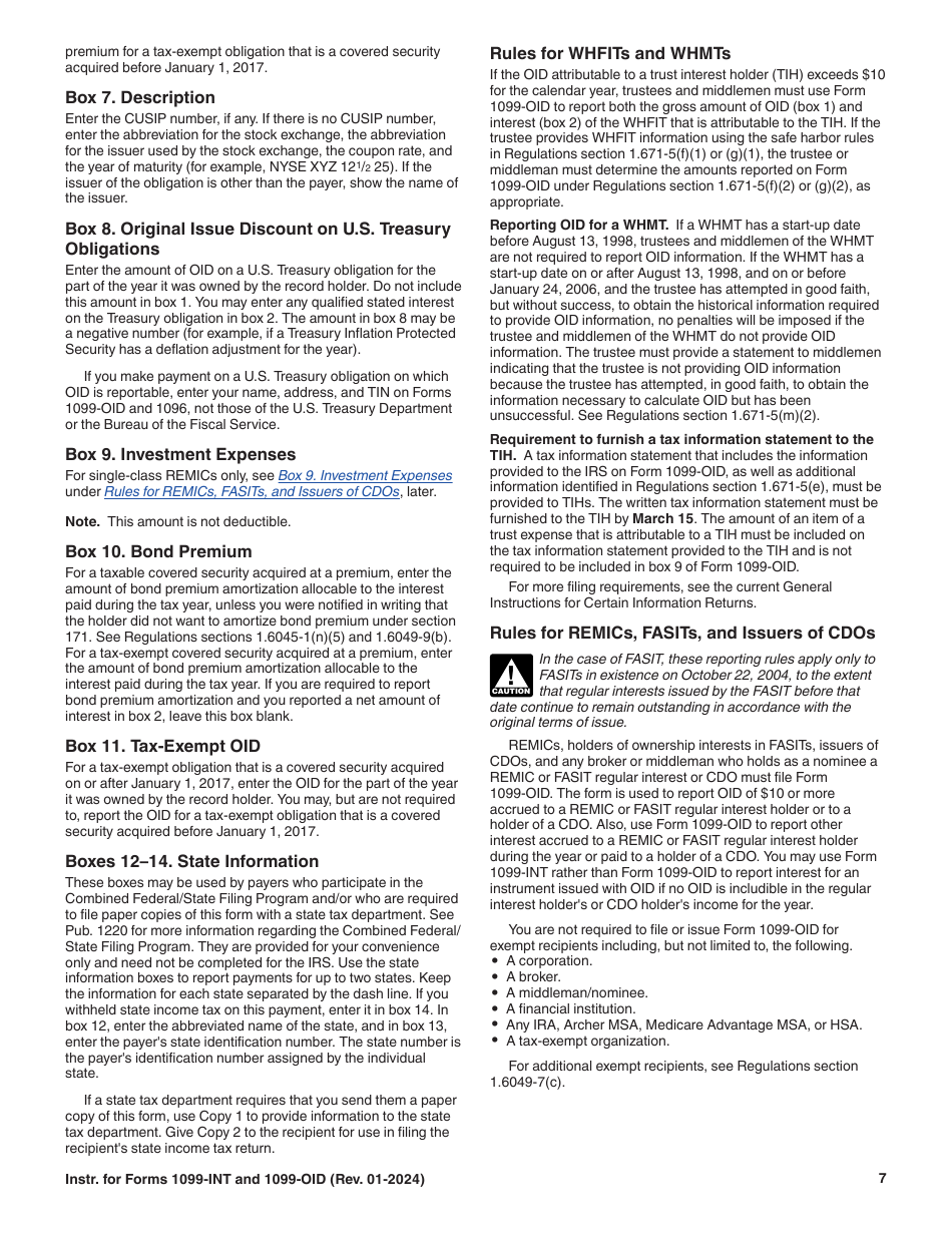 Instructions for IRS Form 1099-INT, 1099-OID, Page 7
