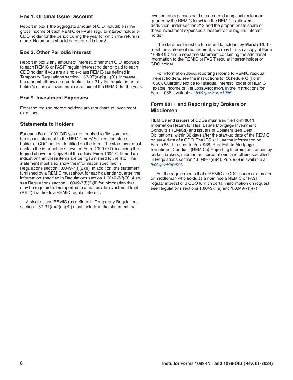 Instructions for IRS Form 1099-INT, 1099-OID, Page 8