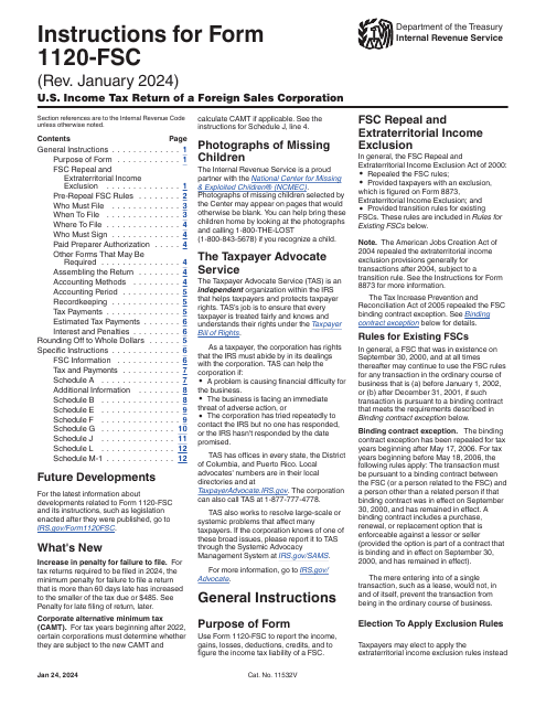 IRS Form 1120-FSC  Printable Pdf