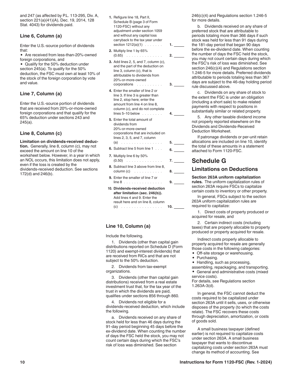 Instructions for IRS Form 1120-FSC U.S. Income Tax Return of a Foreign Sales Corporation, Page 10
