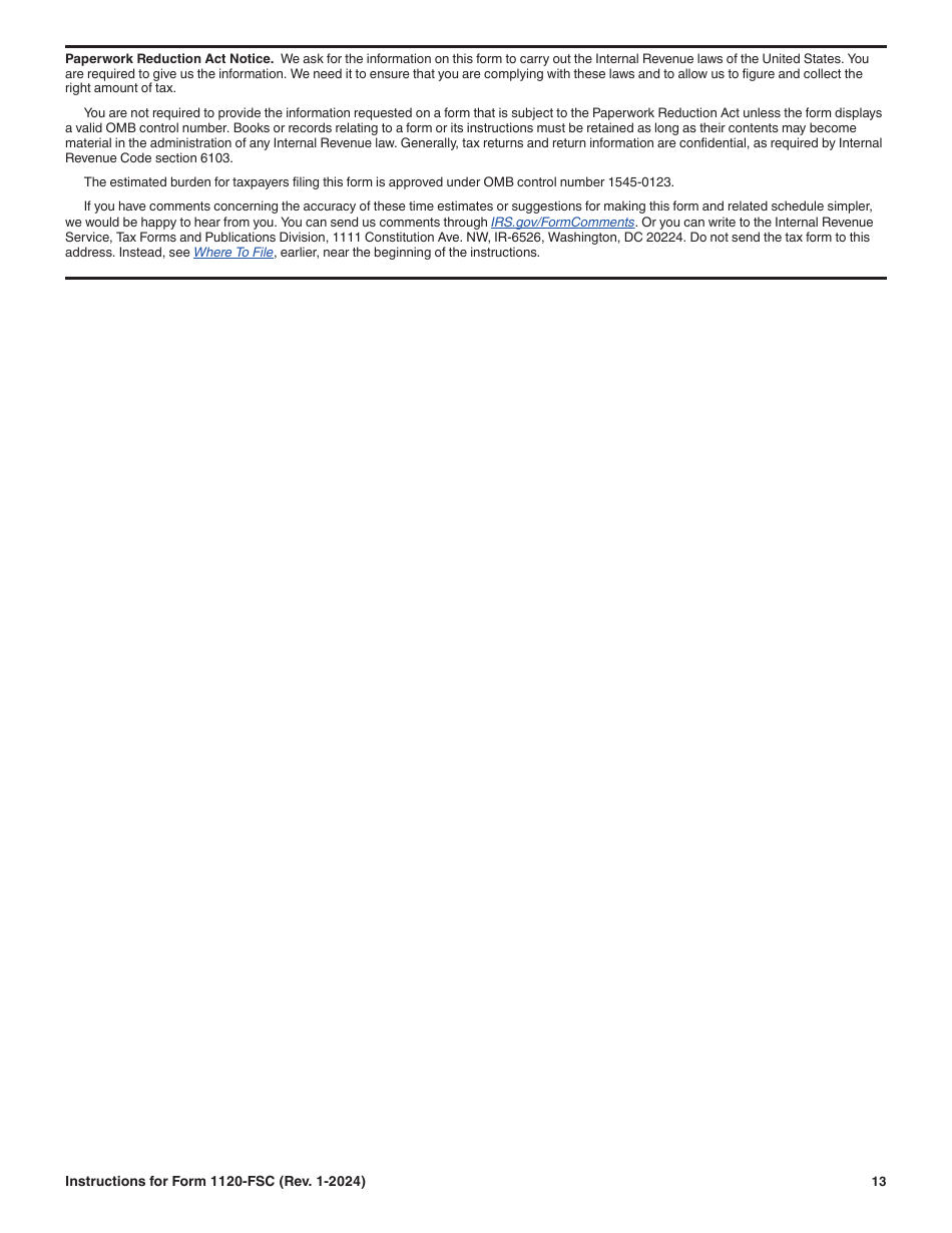 Instructions for IRS Form 1120-FSC U.S. Income Tax Return of a Foreign Sales Corporation, Page 13