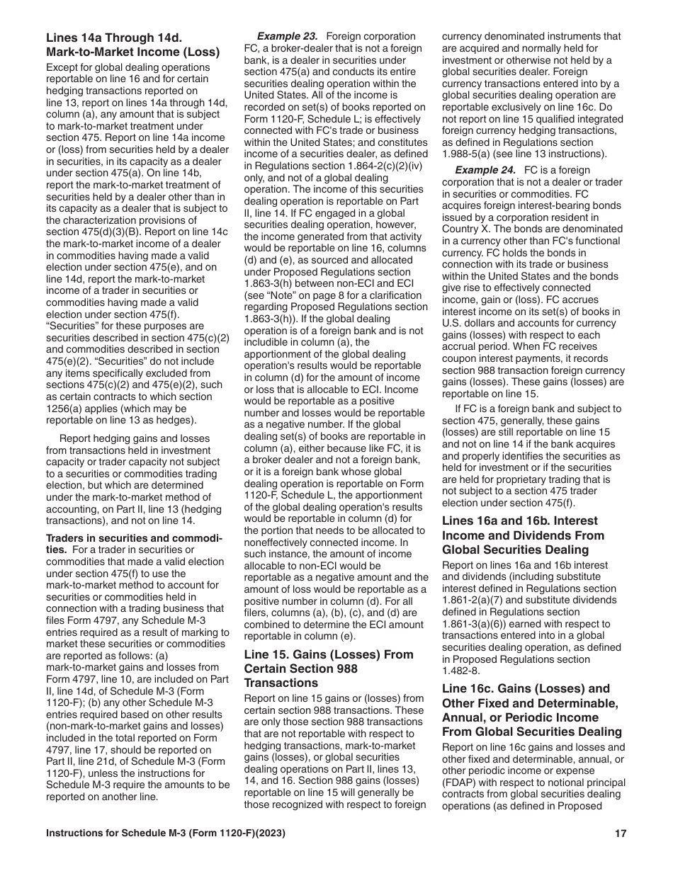 Instructions for IRS Form 1120-F Schedule M-3 Net Income (Loss) Reconciliation for Foreign Corporations With Reportable Assets of $10 Million or More, Page 17