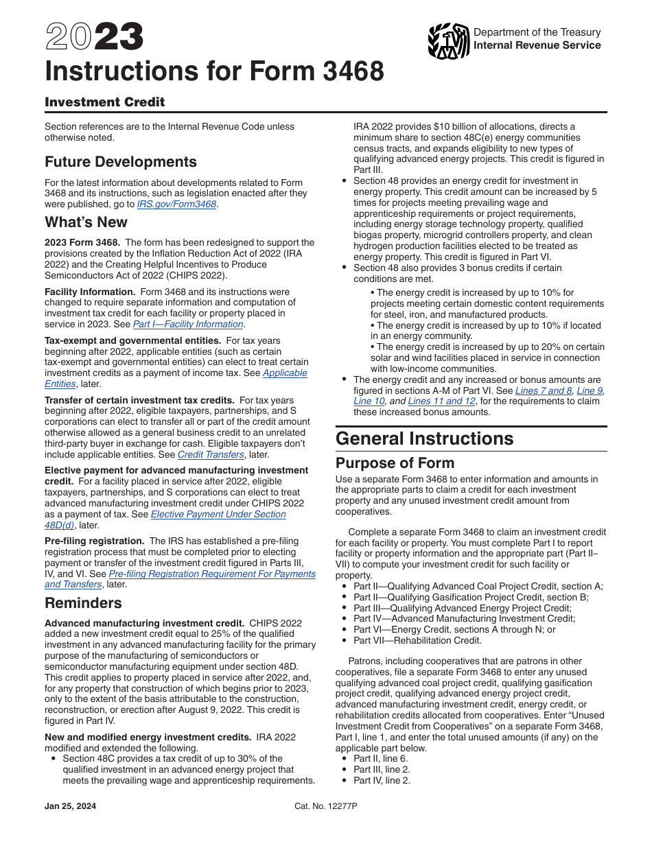 Download Instructions for IRS Form 3468 Investment Credit PDF, 2023 ...