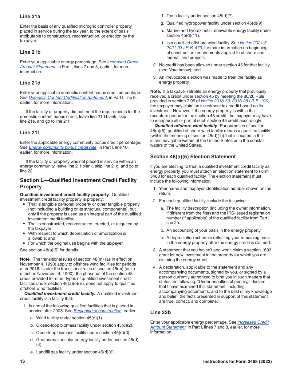 Instructions for IRS Form 3468 Investment Credit, Page 16