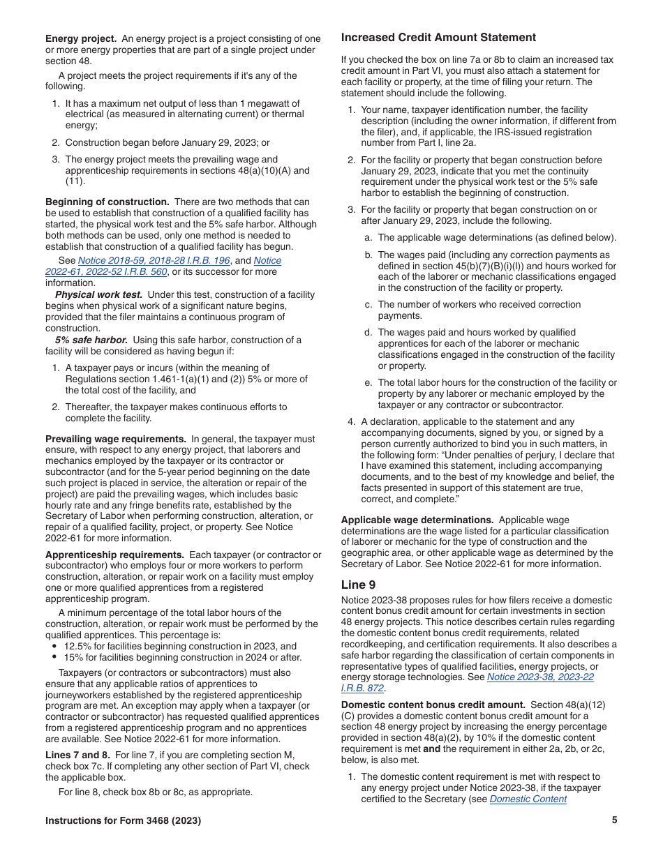 Instructions for IRS Form 3468 Investment Credit, Page 5