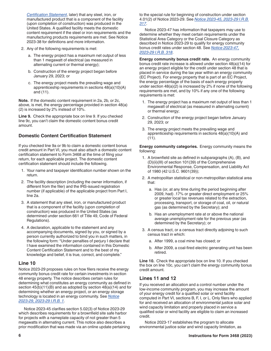 Instructions for IRS Form 3468 Investment Credit, Page 6
