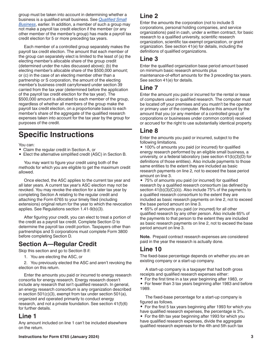 Instructions for IRS Form 6765 Credit for Increasing Research Activities, Page 3