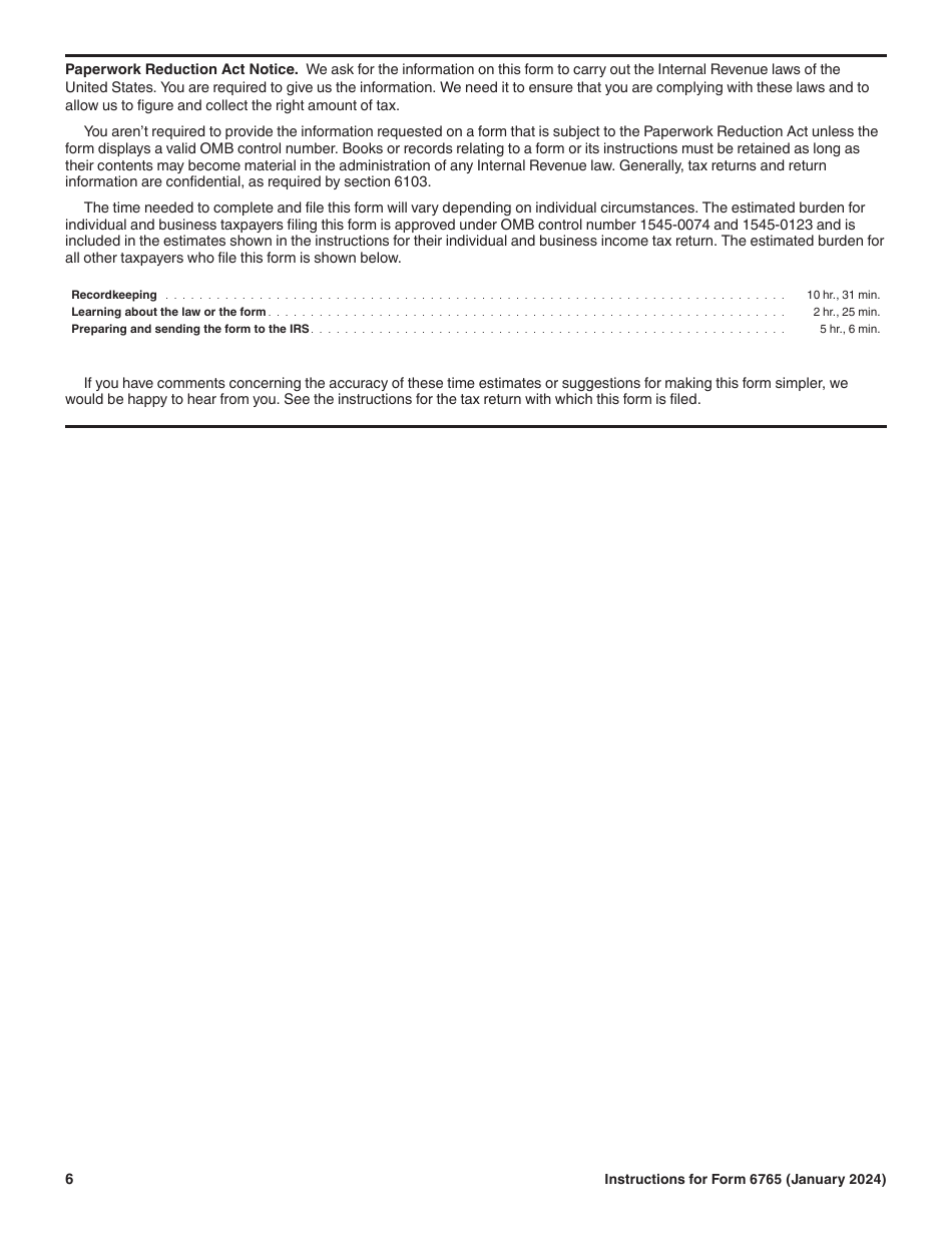 Instructions for IRS Form 6765 Credit for Increasing Research Activities, Page 6