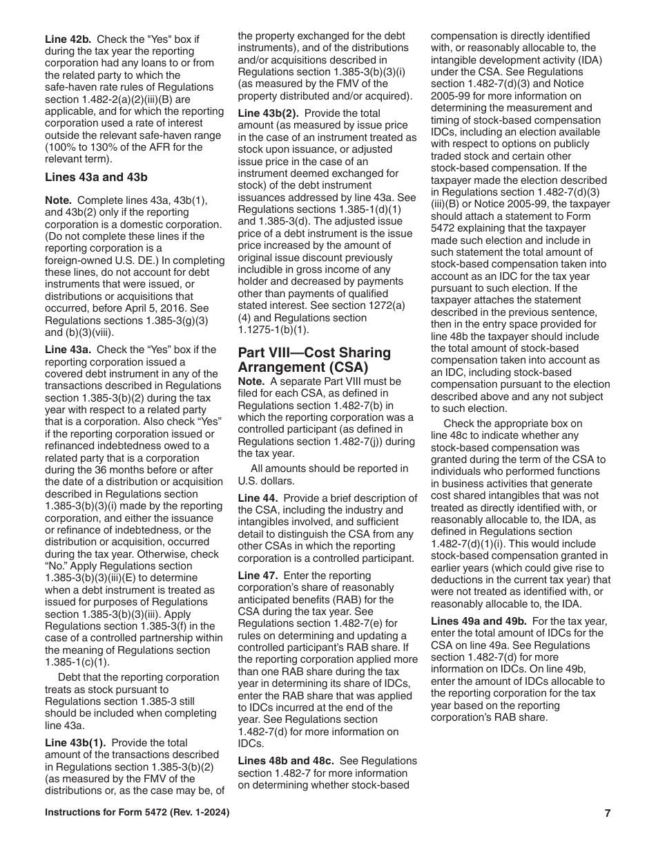 Instructions for IRS Form 5472 Information Return of a 25% Foreign-Owned U.S. Corporation or a Foreign Corporation Engaged in a U.S. Trade or Business, Page 7