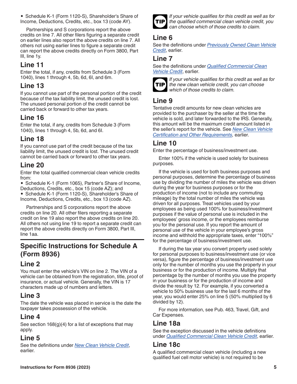 Instructions for IRS Form 8936 Clean Vehicle Credits, Page 5