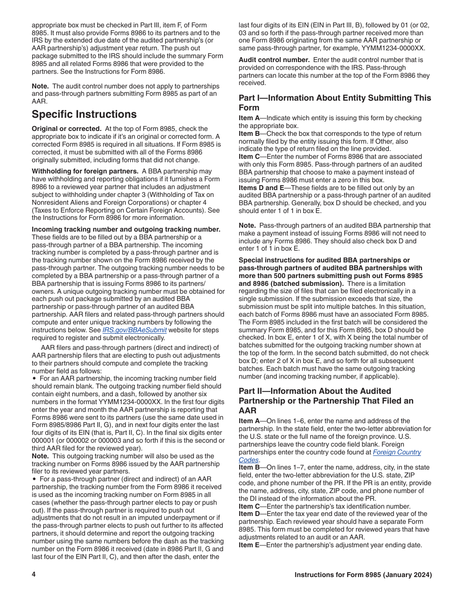 Instructions for IRS Form 8985, 8985-V, Page 4