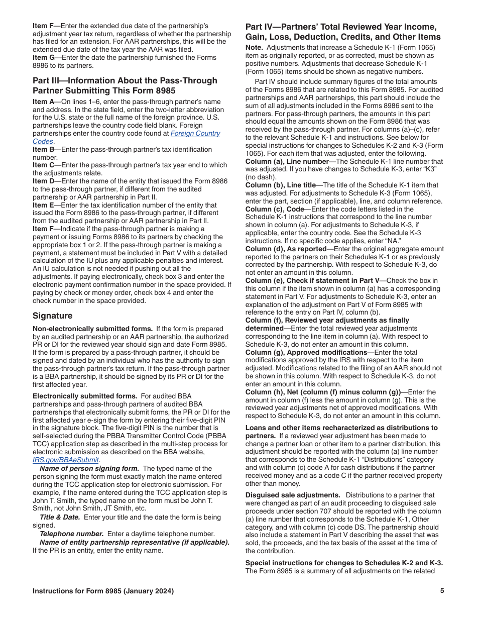 Instructions for IRS Form 8985, 8985-V, Page 5