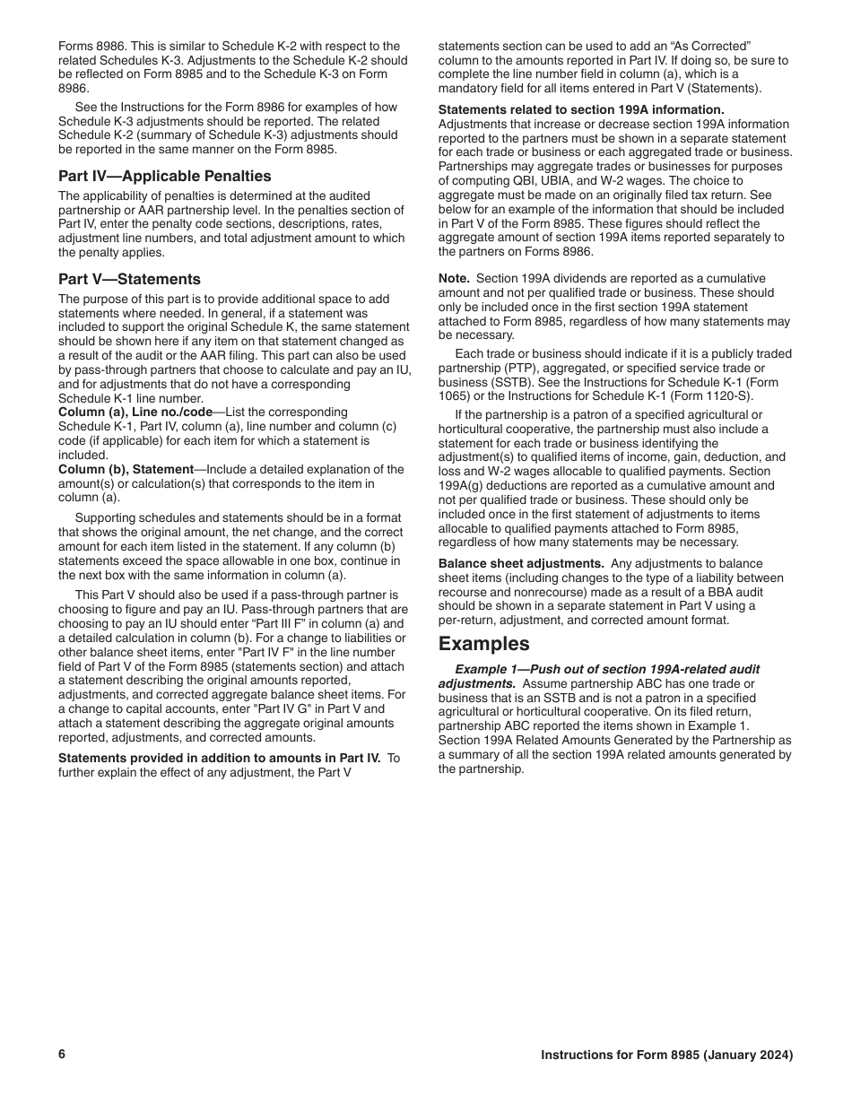 Instructions for IRS Form 8985, 8985-V, Page 6