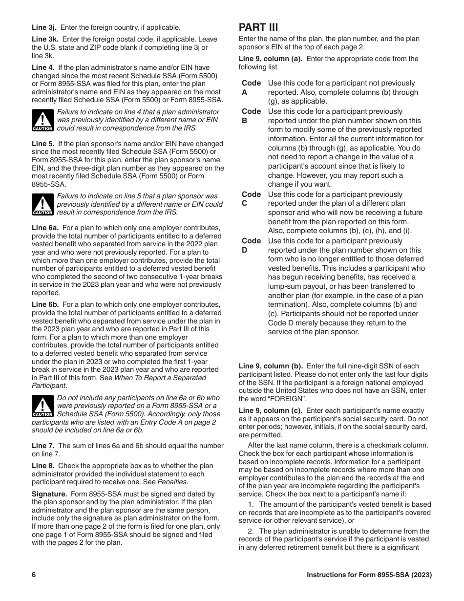 Download instructions for irs form 8955 ssa annual registration