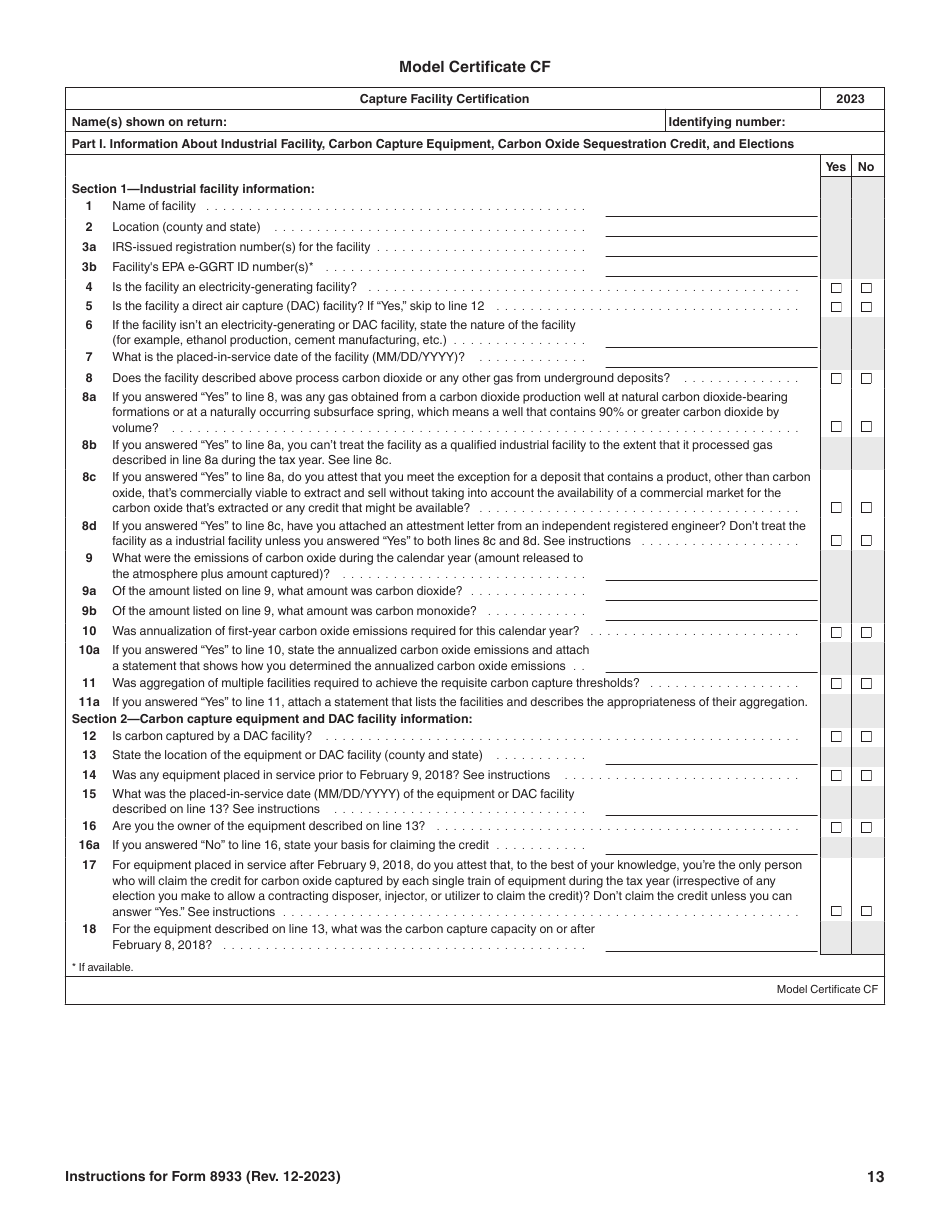 Instructions for IRS Form 8933 Carbon Oxide Sequestration Credit, Page 13